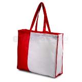 Bolsa con aplicación de color en pet reciclado y asa para sujetar