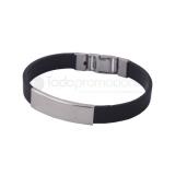 Pulsera de caucho con placa y broche metálico