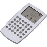 Calculadora de aluminio con calendario, reloj y alarma