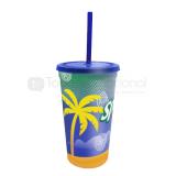Vaso 32 oz. stadium termocromatico tapa y popote