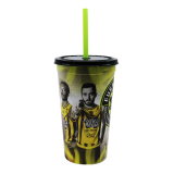Vaso 32 oz. stadium tapa y popote (blanco) con impresión