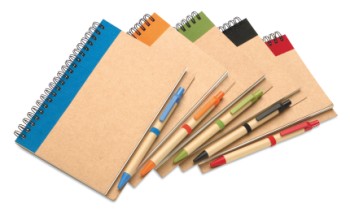 LIBRETA CON 70 PAGINAS DE PAPEL RECICLADO Y BOLIGRAFO | Articulos Promocionales