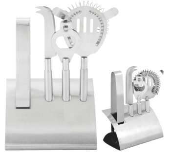 SET DE BAR METALICO DE 4 PIEZAS CON BASE DE MISMO MATERIAL | Articulos Promocionales