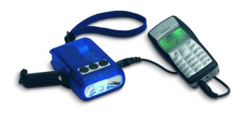 LINTERNA DE LUZ LED CON DINAMO Y CARGADOR DE CELULAR | Articulos Promocionales