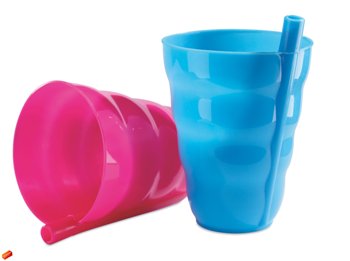 VASO CON POPOTE INTEGRADO DE PLASTICO | Articulos Promocionales