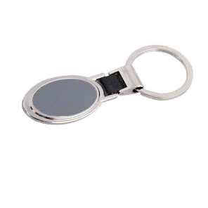LLAVERO METÁLICO DE DOBLE VISTA CON PLACA COLOR HUMO | Articulos Promocionales