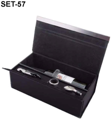 SET DE ACCESORIOS PARA VINO EN ESTUCHE DE CURPIEL | Articulos Promocionales