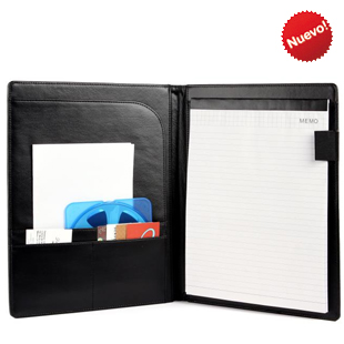 CARPETA DE CURPIEL CON BLOCK Y DIVISIONES. | Articulos Promocionales