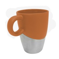 TAZA DE CERAMICA CON BASE METALICA | Articulos Promocionales