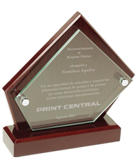 RECONOCIMIENTO DE MADERA CON CRISTAL | Articulos Promocionales