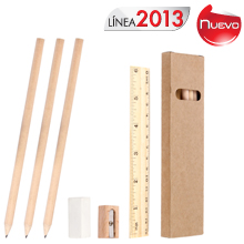 SET ESCOLAR ECOLOGICO CON 3 LAPICES, GOMA, SACAPUNTAS Y REGLA PALERMO | Articulos Promocionales