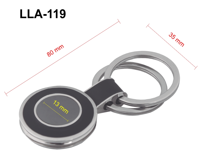 LLAVERO METÁLICO CON CAUCHO DOBLE VISTA Y DOS ARGOLLAS | Articulos Promocionales