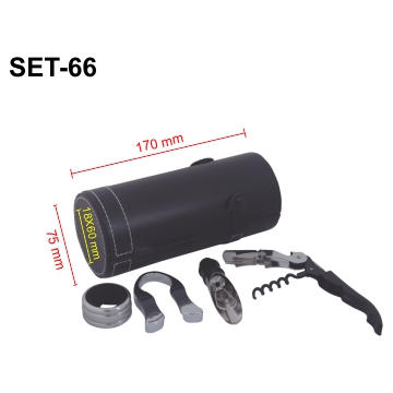 SET DE ACCESORIOS PARA VINO EN ESTUCHE DE CURPIEL | Articulos Promocionales
