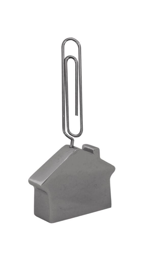 Portanotas de metal cromado casa | Articulos Promocionales