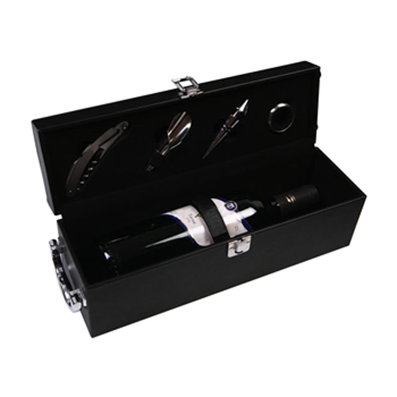 CAVA EN MADERA  P/1 VINO C/4 ACC P/ VINO "BUZET" | Articulos Promocionales