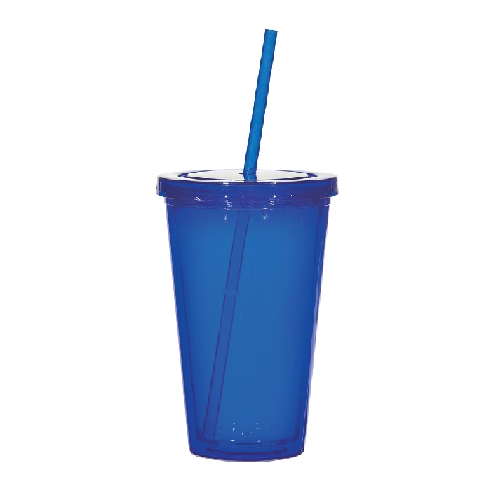 VASO DE ACRÍLICO DOBLE PARED CON POPOTE 16 OZ. | Articulos Promocionales