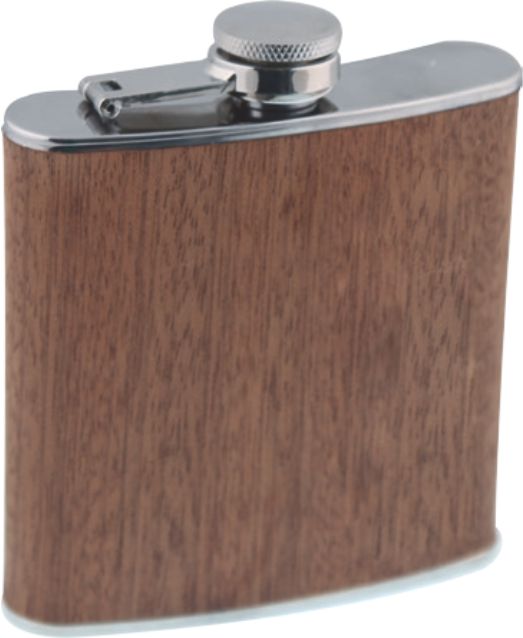 Licorera de acero inoxidable con cubierta de madera | Articulos Promocionales