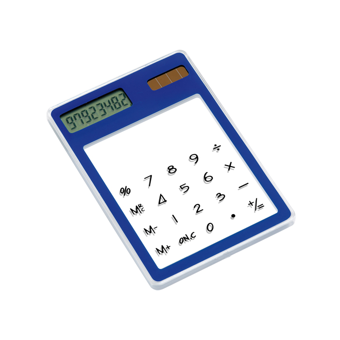 CALC.ESCRITORIO TRANSPARENTE (SOLAR) AZU | Articulos Promocionales