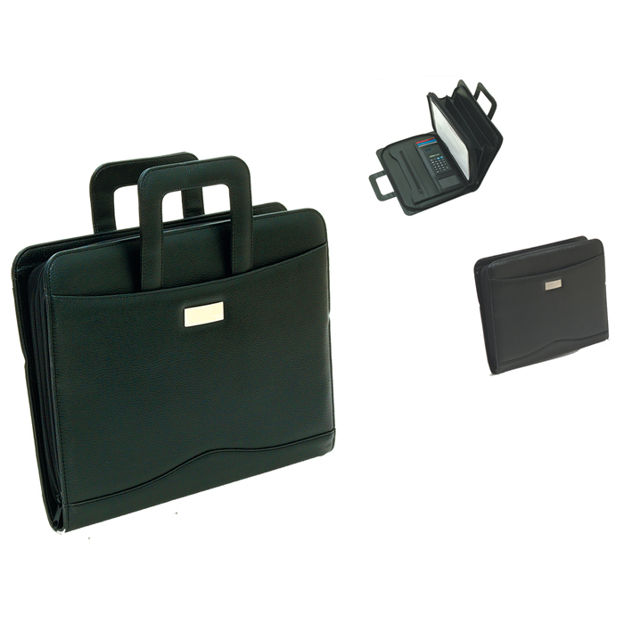 CARPETA/PORTAF CALC BLOCK  TIPO PIEL NEG | Articulos Promocionales