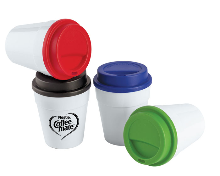 VASO 350 ml. CON TAPA DE PLASTICO LATE | Articulos Promocionales