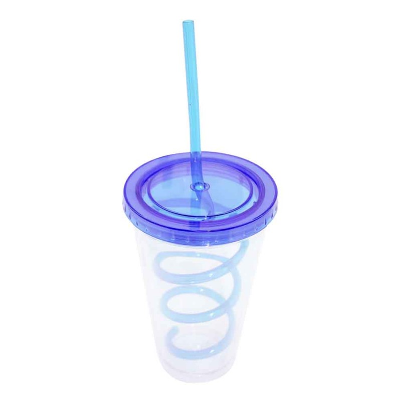 Vaso Crystal con popote espiral | Articulos Promocionales