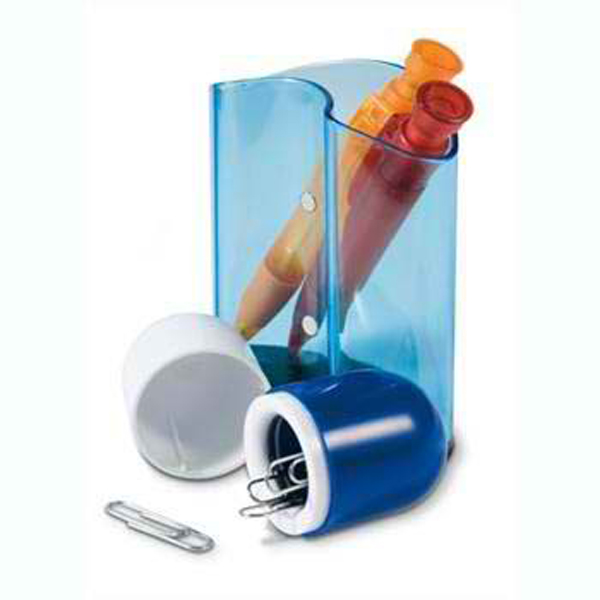 PORTABOLIGRAFOS CON RECIPIENTE PARA CLIPS EN FORMA DE CAPSULA | Articulos Promocionales