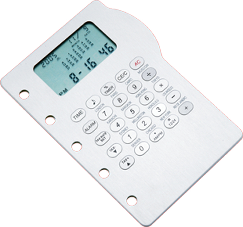 CALCULADORA DE ALUMINIO CON CALENDARIO, RELOJ Y ALARMA | Articulos Promocionales