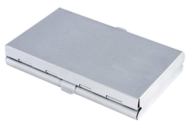 TARJETERO DE ALUMINIO CON    DOBLE COMPARTIMIENTO PARA MEMORIAS
 | Articulos Promocionales