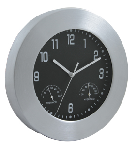 RELOJ METALICO DE PARED CON TERMOMETRO E HIDROMETRO | Articulos Promocionales
