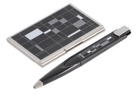 SET DE TARJETERO Y BOLIGRAFO METALICO | Articulos Promocionales