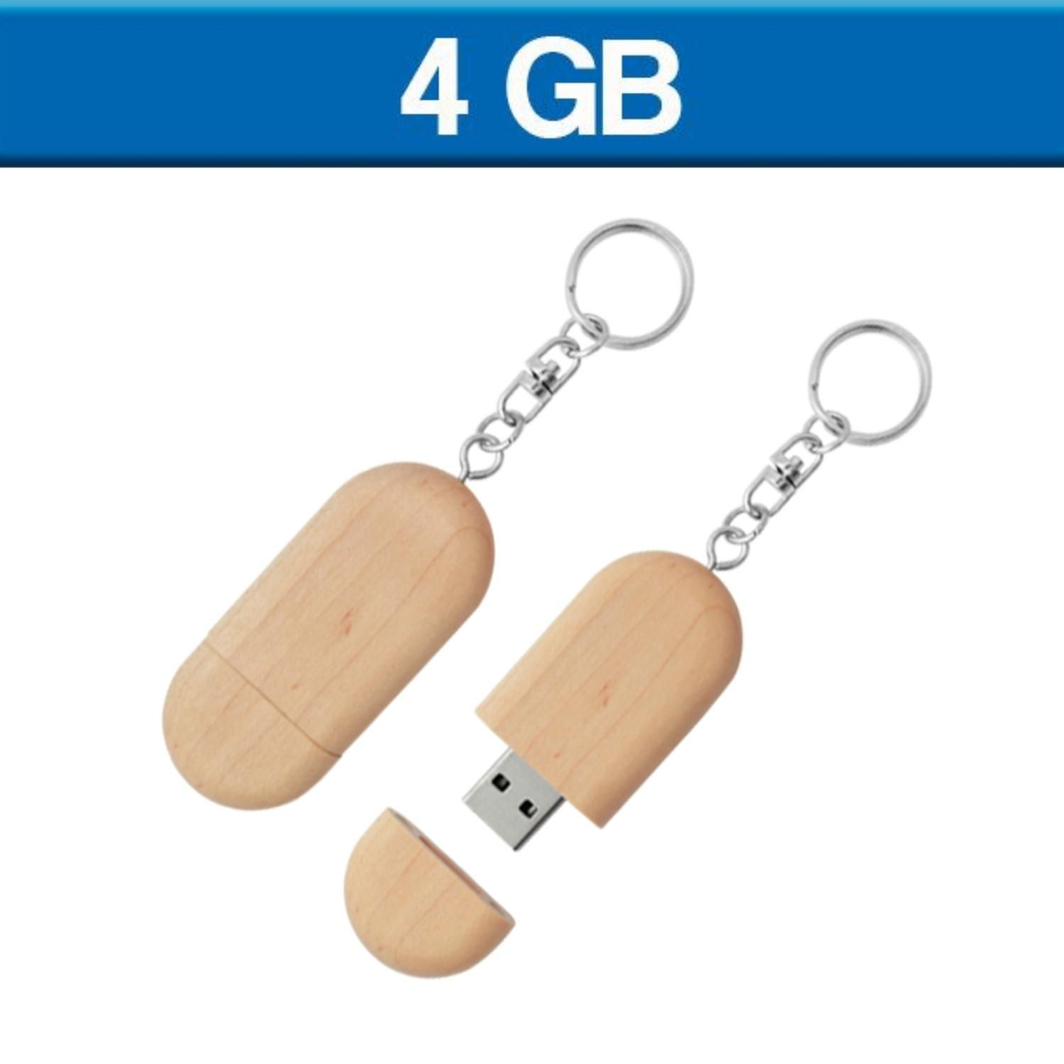 USB LLAVERO OVALO MADERA DE 4GB | Articulos Promocionales