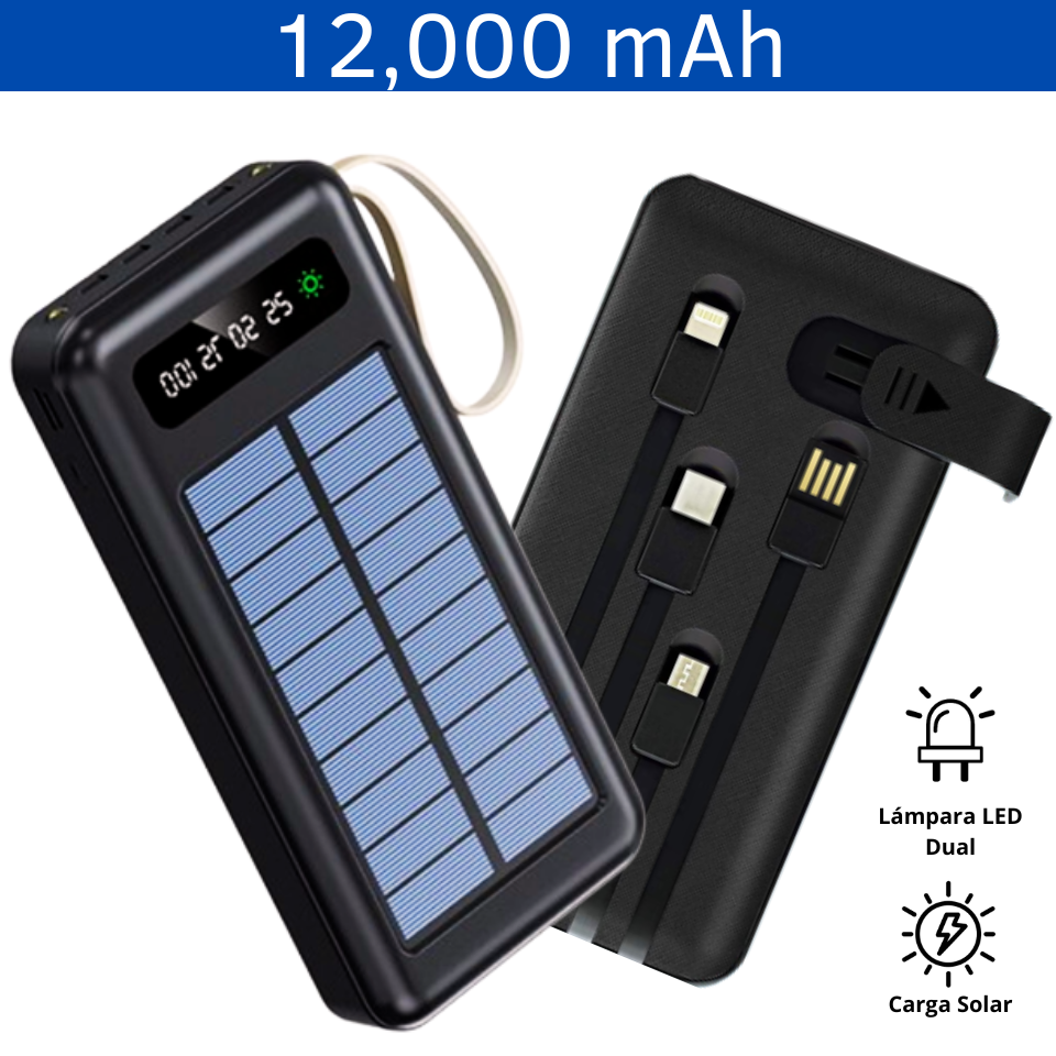 POWER BANK  SOLAR 4 EN 1 DE 12,000 mAh | Articulos Promocionales