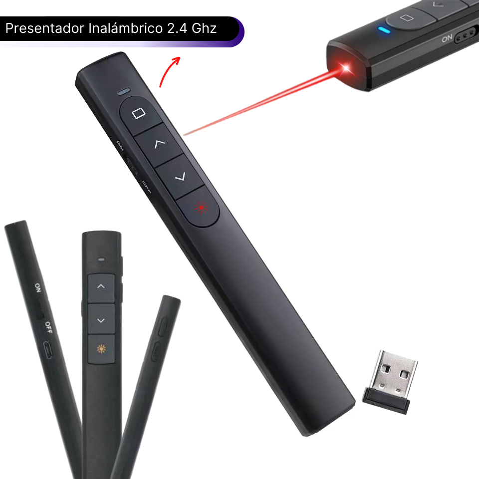 PRESENTADOR INALÁMBRICO USB LÁSER RECARGABLE | Articulos Promocionales