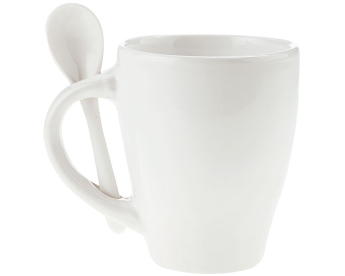 TAZA CON CUCHARA LONDON BLANCO | Articulos Promocionales