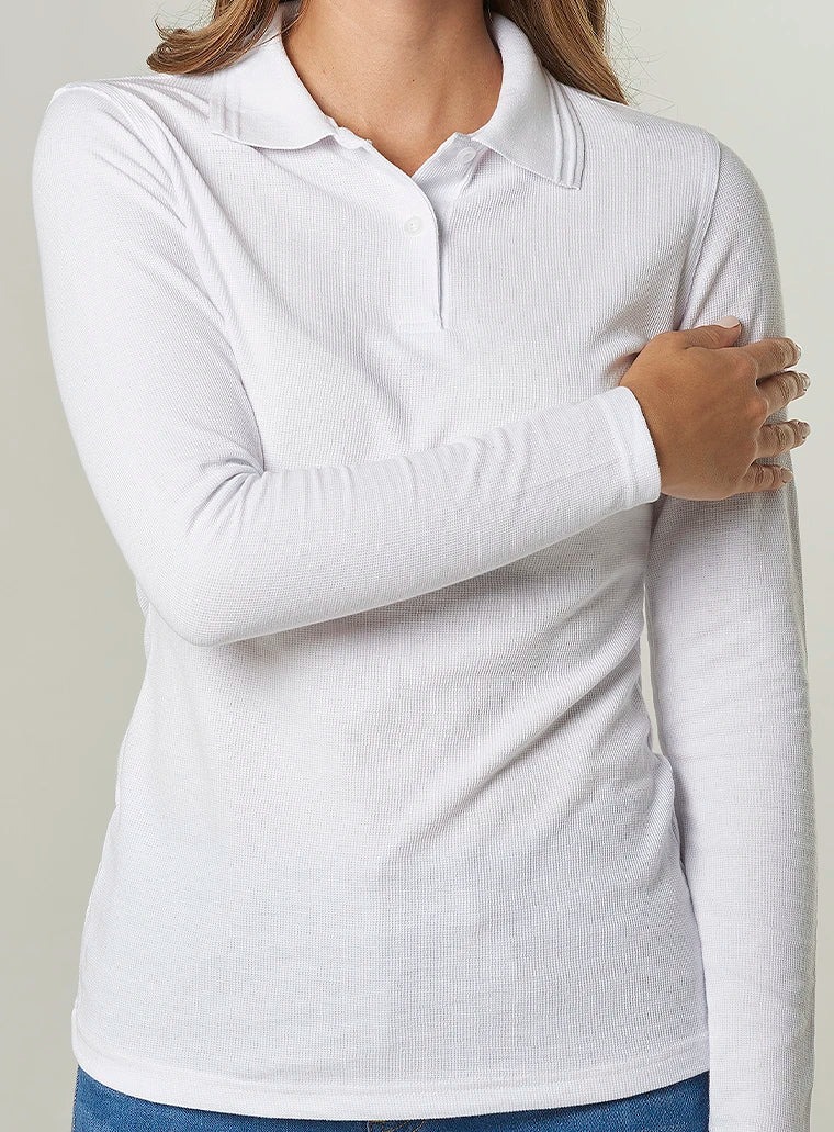 PLAYERA DAMA POLO WAFFLE MANGA LARGA TALLAS 2XL | Articulos Promocionales